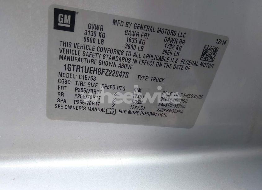 Photo 9 of 2015 Gmc Sierra 1500 SLE (VIN 1GTR1UEH8FZ220470)