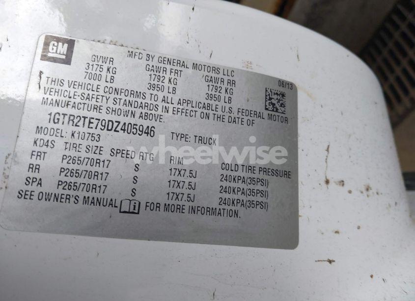 Photo 9 of 2013 Gmc Sierra 1500 WORK TRUCK (VIN 1GTR2TE79DZ405946)