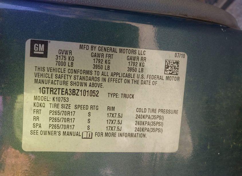 Photo 9 of 2011 Gmc Sierra 1500 WORK TRUCK (VIN 1GTR2TEA3BZ101052)