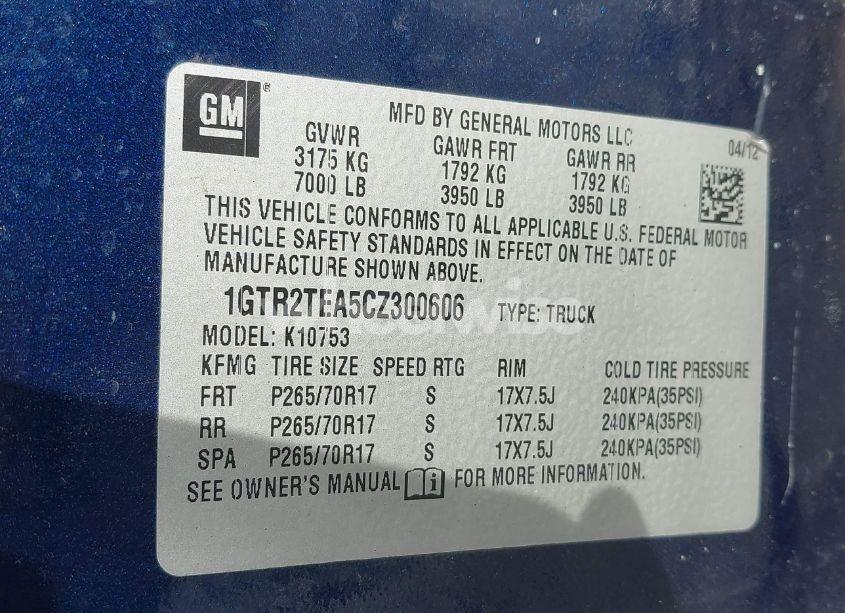 Photo 9 of 2012 Gmc Sierra 1500 WORK TRUCK (VIN 1GTR2TEA5CZ300606)