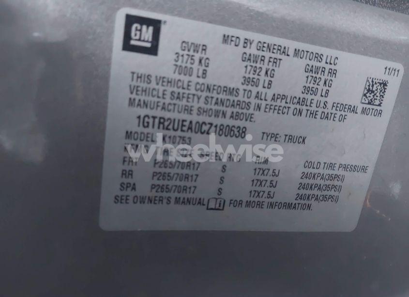 Photo 9 of 2012 Gmc Sierra 1500 SL (VIN 1GTR2UEA0CZ180638)