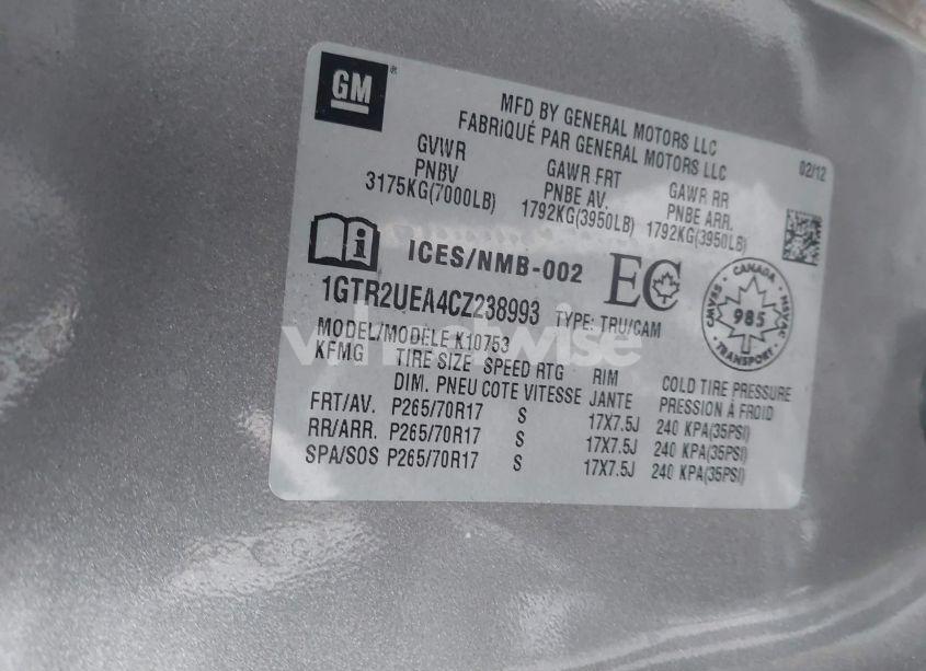 Photo 9 of 2012 Gmc Sierra 1500 SL (VIN 1GTR2UEA4CZ238993)