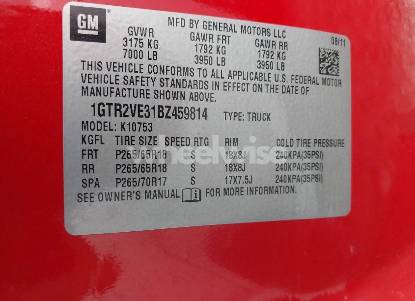 Photo 9 of 2011 Gmc Sierra 1500 SLE (VIN 1GTR2VE31BZ459814)