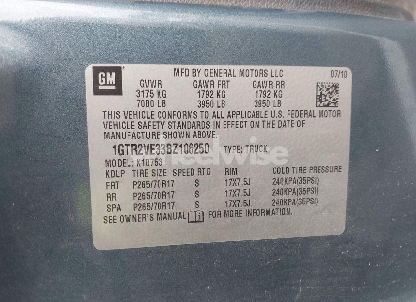 Photo 9 of 2011 Gmc Sierra 1500 SLE (VIN 1GTR2VE33BZ106250)