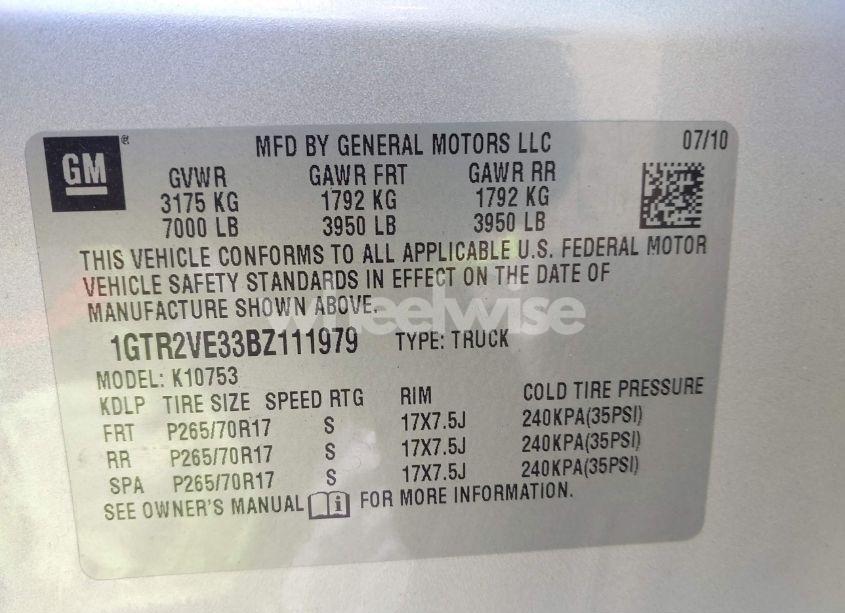 Photo 9 of 2011 Gmc Sierra 1500 SLE (VIN 1GTR2VE33BZ111979)