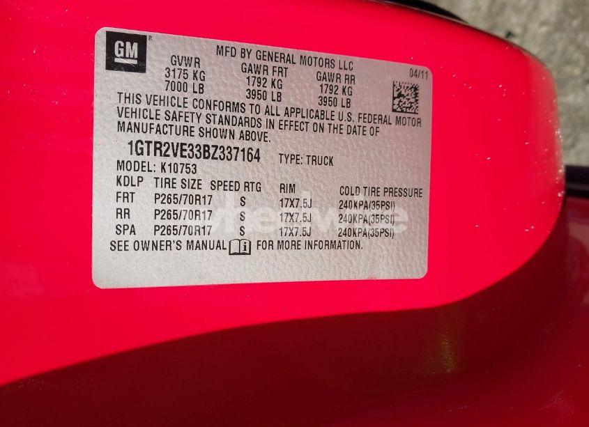 Photo 9 of 2011 Gmc Sierra 1500 SLE (VIN 1GTR2VE33BZ337164)