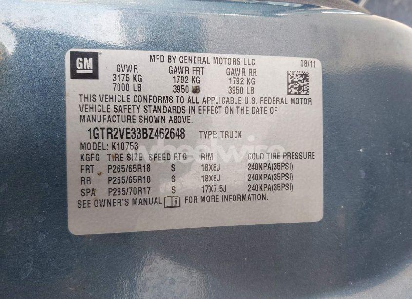 Photo 9 of 2011 Gmc Sierra 1500 (VIN 1GTR2VE33BZ462648)