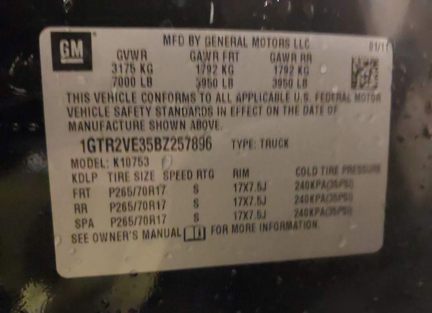 Photo 9 of 2011 Gmc Sierra 1500 SLE (VIN 1GTR2VE35BZ257896)