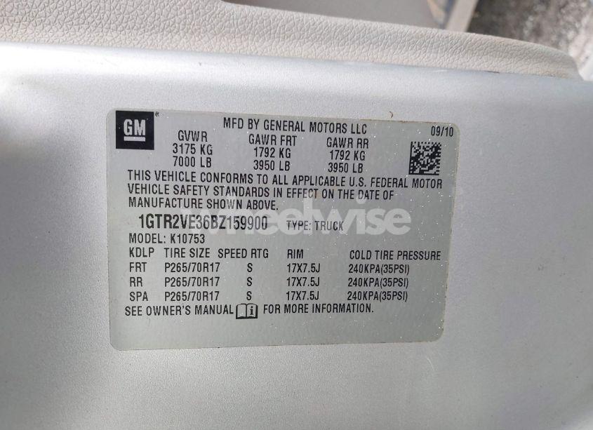 Photo 9 of 2011 Gmc Sierra 1500 SLE (VIN 1GTR2VE36BZ159900)