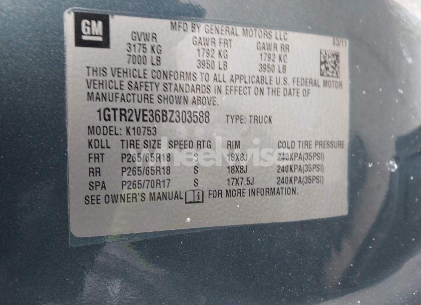 Photo 9 of 2011 Gmc Sierra 1500 SLE (VIN 1GTR2VE36BZ303588)