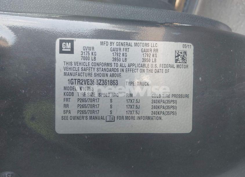 Photo 9 of 2011 Gmc Sierra 1500 SLE (VIN 1GTR2VE36BZ361863)