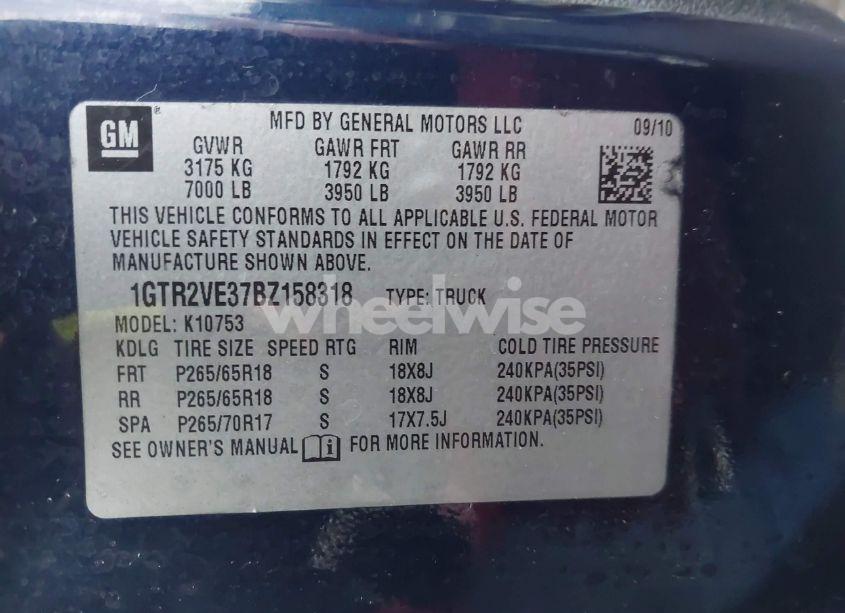 Photo 9 of 2011 Gmc Sierra 1500 SLE (VIN 1GTR2VE37BZ158318)