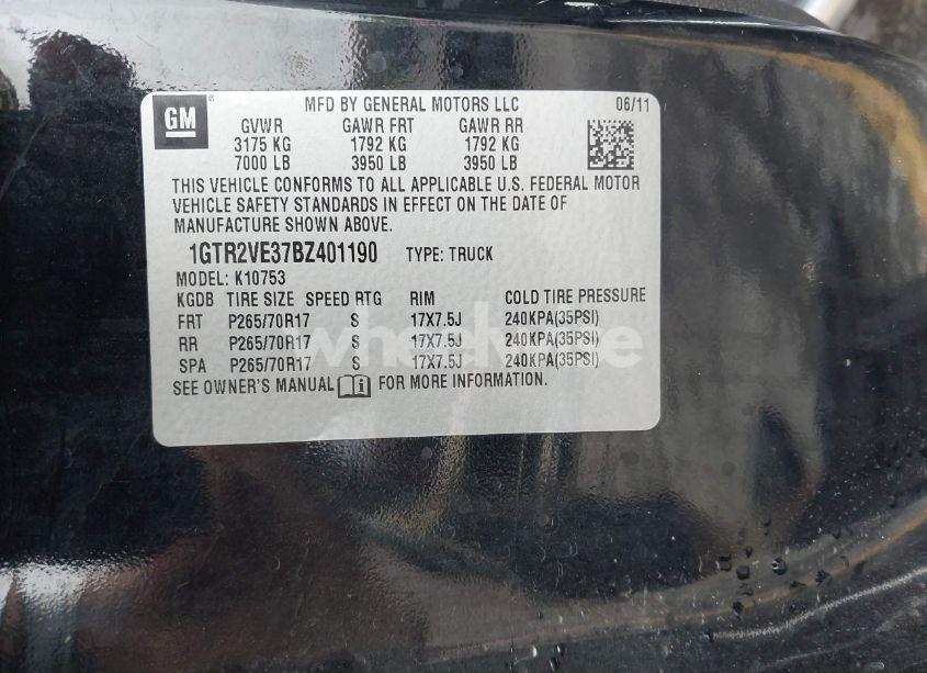 Photo 9 of 2011 Gmc Sierra 1500 SLE (VIN 1GTR2VE37BZ401190)