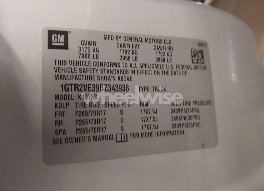 Photo 9 of 2011 Gmc Sierra 1500 SLE (VIN 1GTR2VE39BZ343938)