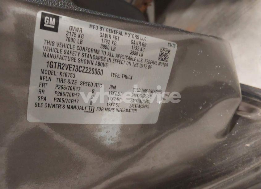 Photo 9 of 2012 Gmc Sierra 1500 SLE (VIN 1GTR2VE73CZ220060)
