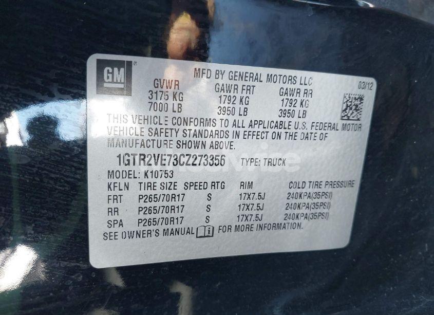 Photo 9 of 2012 Gmc Sierra 1500 SLE (VIN 1GTR2VE73CZ273356)