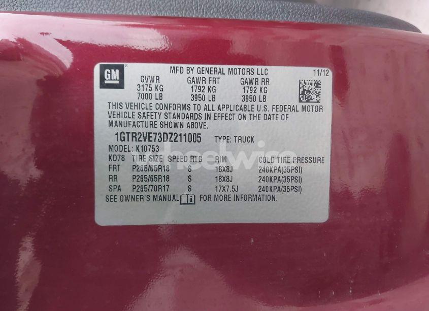 Photo 9 of 2013 Gmc Sierra 1500 SLE (VIN 1GTR2VE73DZ211005)