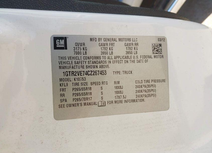 Photo 9 of 2012 Gmc Sierra 1500 SLE (VIN 1GTR2VE74CZ267453)