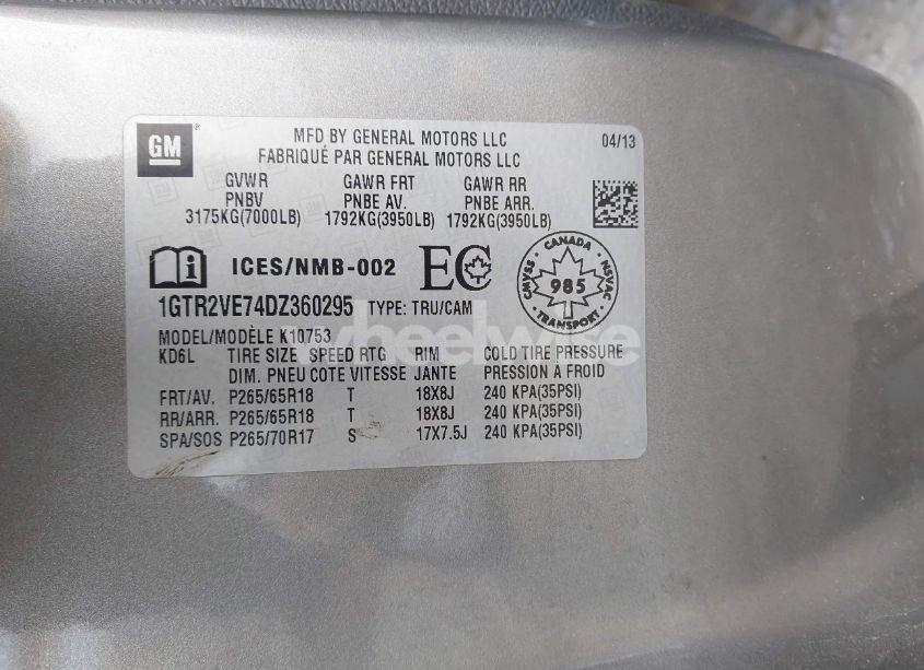 Photo 9 of 2013 Gmc Sierra 1500 SLE (VIN 1GTR2VE74DZ360295)