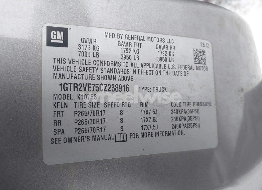 Photo 9 of 2012 Gmc Sierra 1500 SLE (VIN 1GTR2VE75CZ238916)