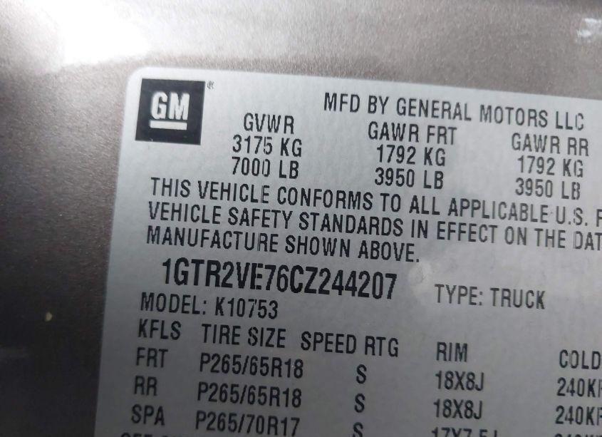 Photo 9 of 2012 Gmc Sierra 1500 SLE (VIN 1GTR2VE76CZ244207)