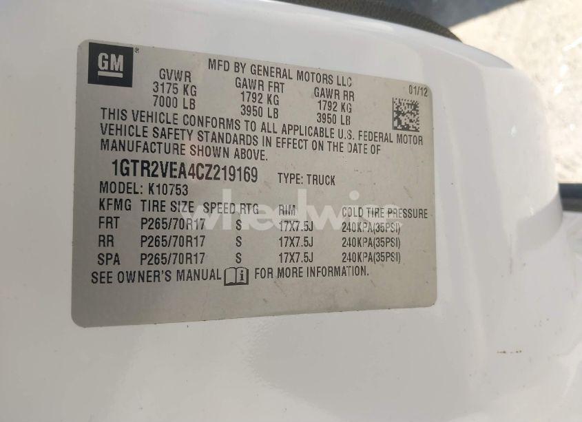 Photo 9 of 2012 Gmc Sierra 1500 SLE (VIN 1GTR2VEA4CZ219169)