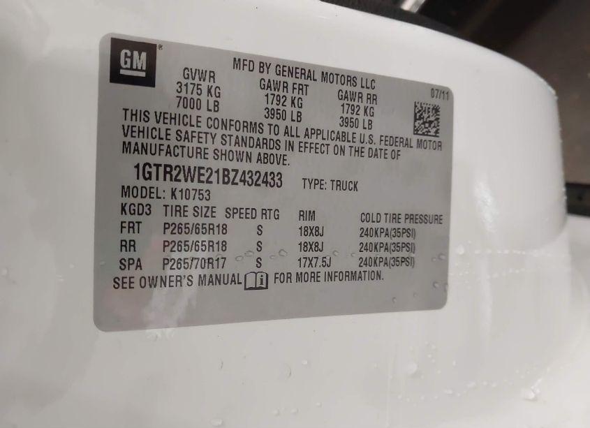 Photo 9 of 2011 Gmc Sierra 1500 SLT (VIN 1GTR2WE21BZ432433)