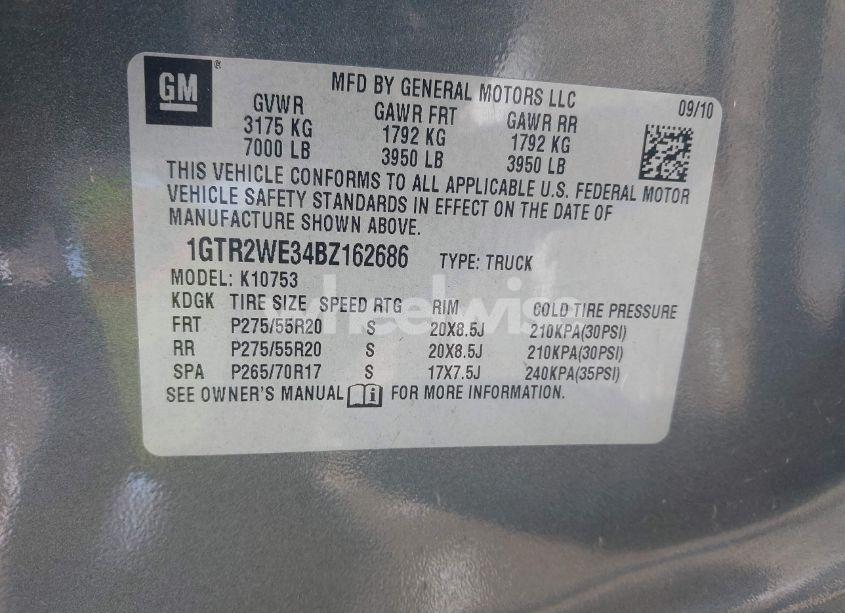 Photo 9 of 2011 Gmc Sierra 1500 SLT (VIN 1GTR2WE34BZ162686)