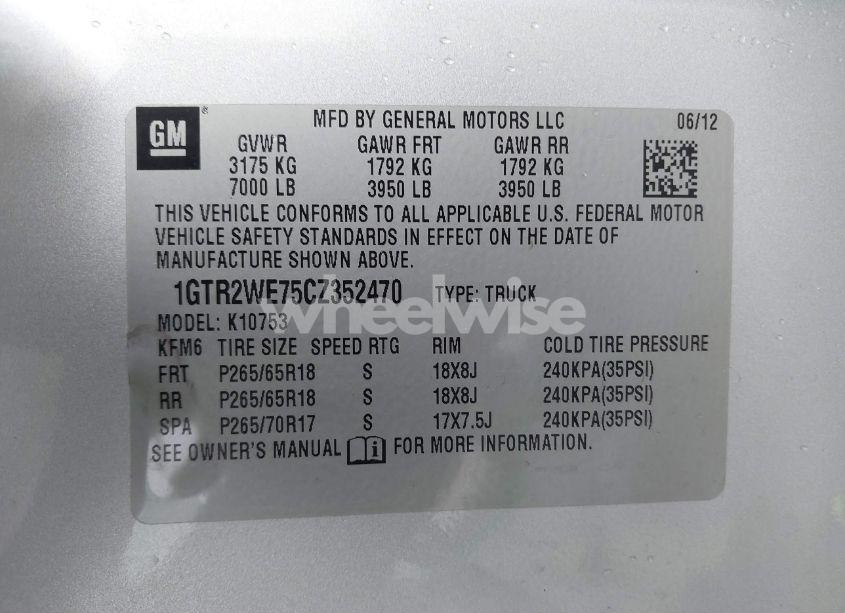 Photo 9 of 2012 Gmc Sierra 1500 SLT (VIN 1GTR2WE75CZ352470)