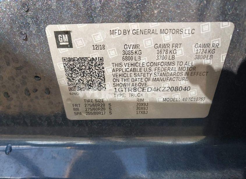 Photo 9 of 2019 Gmc Sierra 1500 ELEVATION (VIN 1GTR8CED4KZ208040)