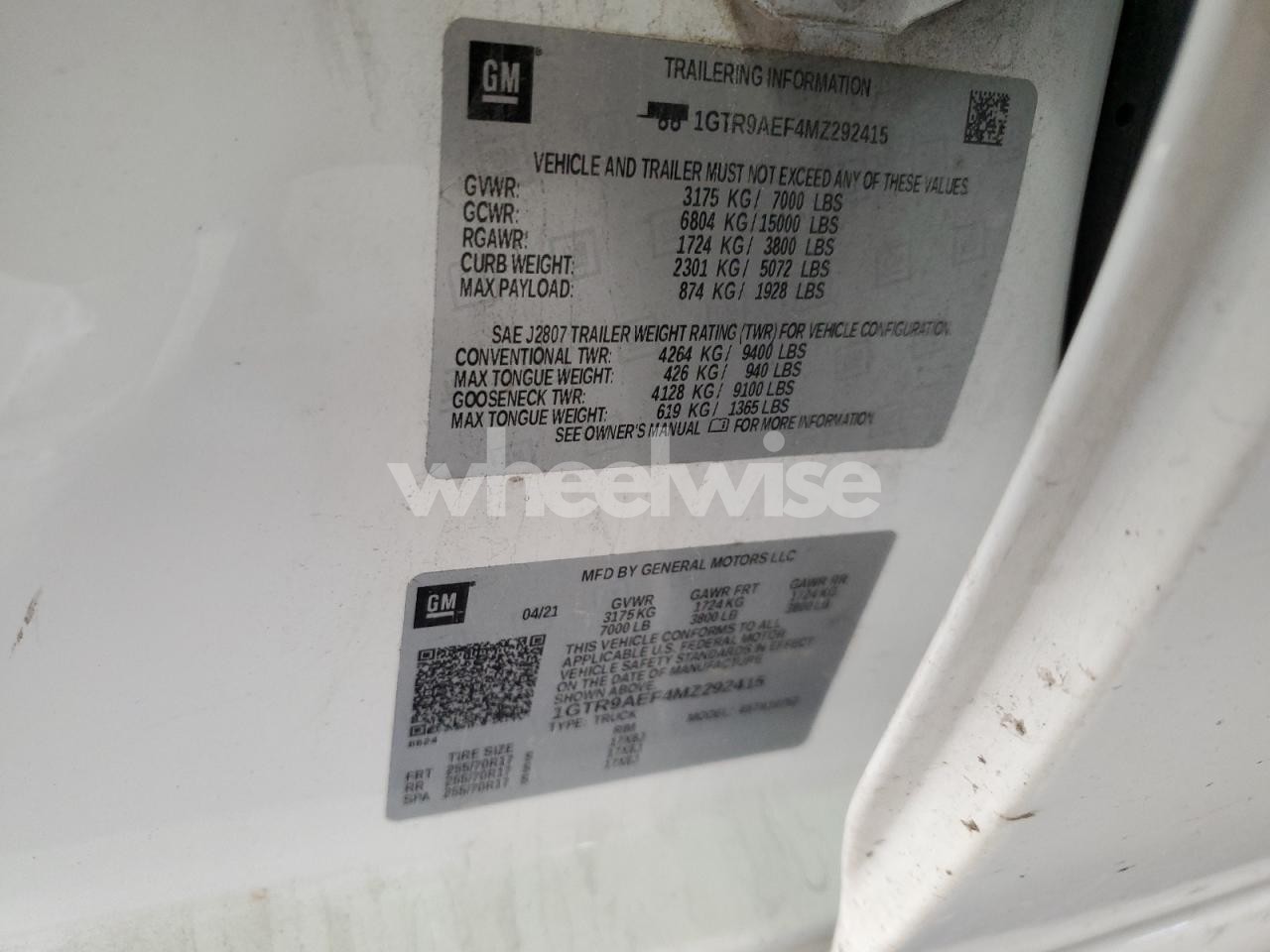 Photo 12 of 2021 GMC SIERRA K1500 (VIN 1GTR9AEF4MZ292415)