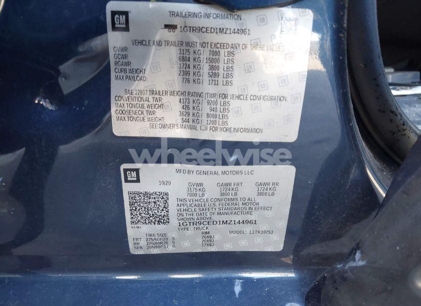 Photo 9 of 2021 Gmc Sierra 1500 4WD DOUBLE CAB STANDARD BOX ELEVATION (VIN 1GTR9CED1MZ144961)