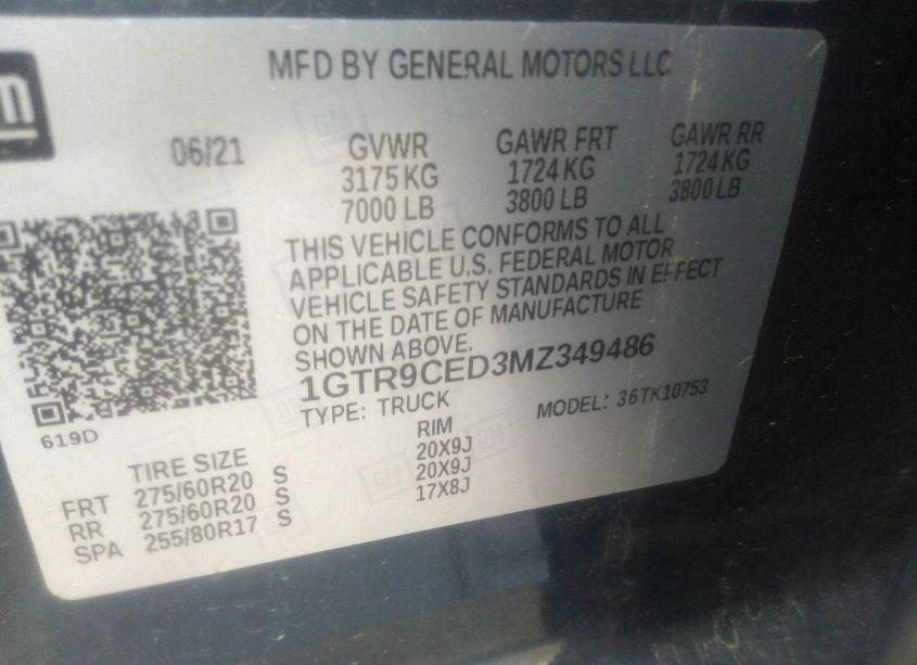 Photo 9 of 2021 Gmc Sierra 1500 4WD STANDARD BOX ELEVATION (VIN 1GTR9CED3MZ349486)