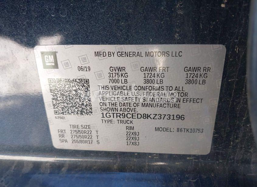 Photo 9 of 2019 Gmc Sierra 1500 ELEVATION (VIN 1GTR9CED8KZ373196)