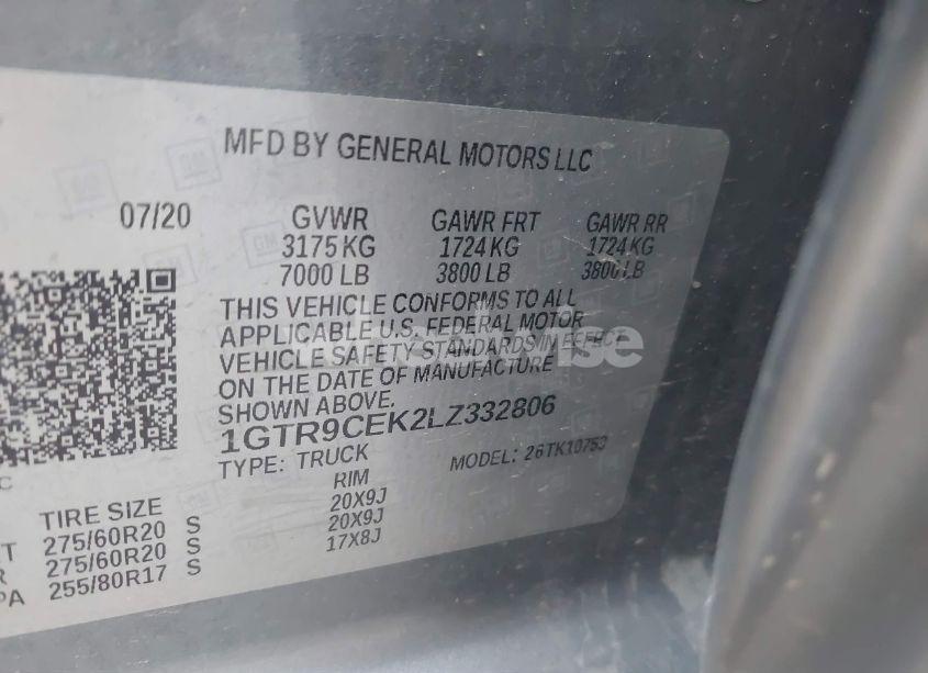 Photo 9 of 2020 Gmc Sierra 1500 4WD DOUBLE CAB STANDARD BOX ELEVATION (VIN 1GTR9CEK2LZ332806)