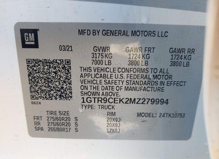 Photo 8 of 2021 Gmc Sierra 1500 4WD STANDARD BOX ELEVATION (VIN 1GTR9CEK2MZ279994)