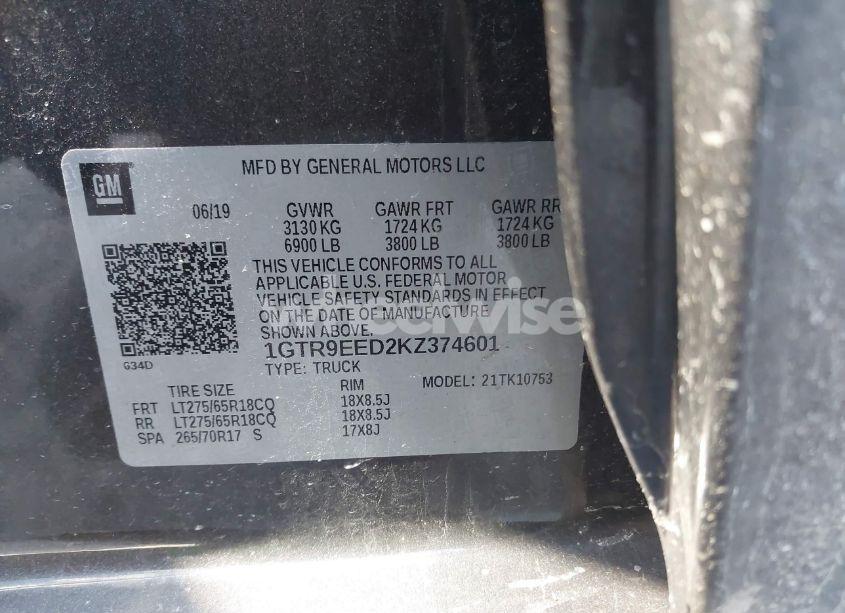 Photo 9 of 2019 Gmc Sierra 1500 AT4 (VIN 1GTR9EED2KZ374601)