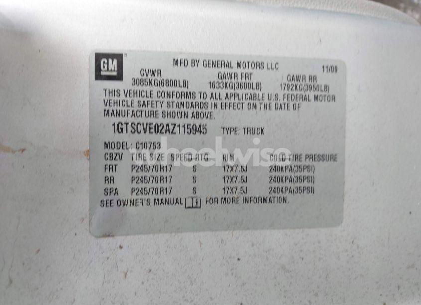 Photo 9 of 2010 Gmc Sierra 1500 SLE (VIN 1GTSCVE02AZ115945)