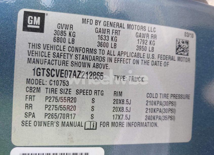 Photo 9 of 2010 Gmc Sierra 1500 SLE (VIN 1GTSCVE07AZ212865)