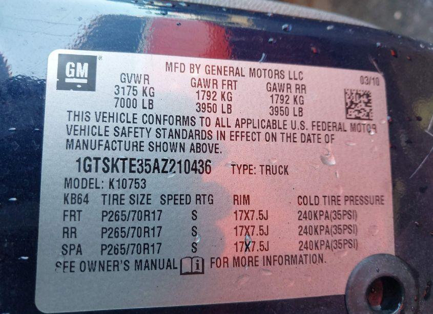 Photo 9 of 2010 Gmc Sierra 1500 WORK TRUCK (VIN 1GTSKTE35AZ210436)
