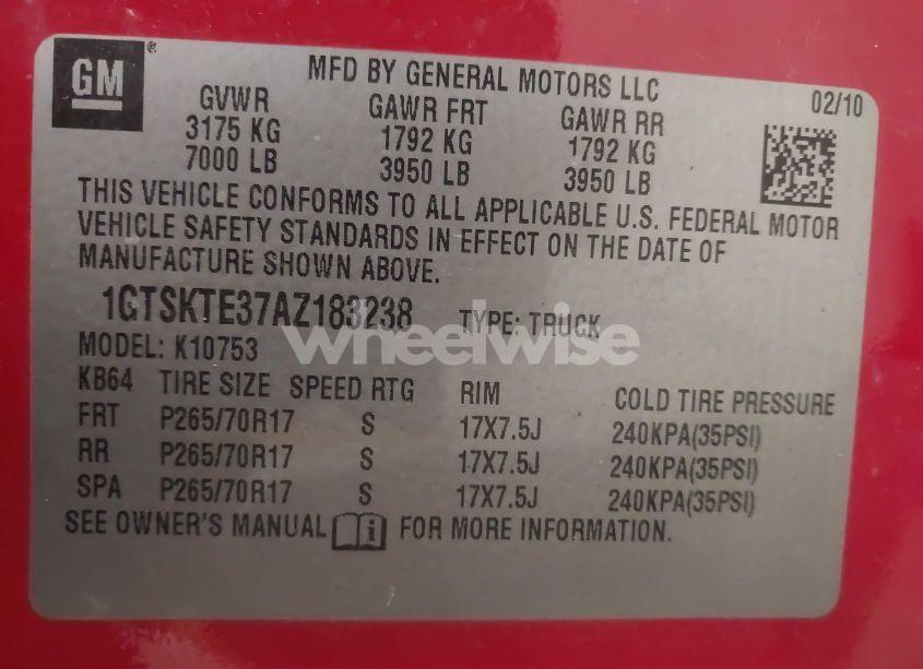 Photo 9 of 2010 Gmc Sierra 1500 WORK TRUCK (VIN 1GTSKTE37AZ183238)
