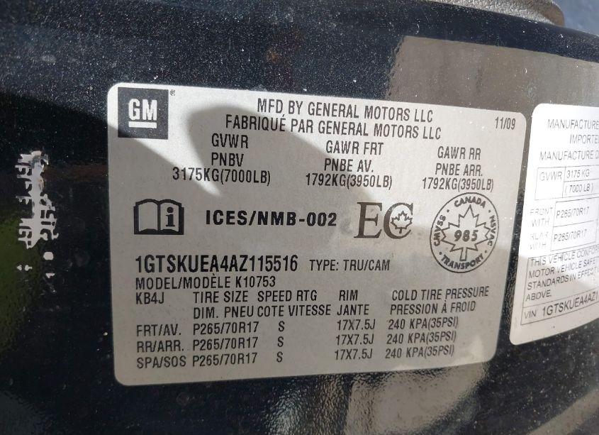 Photo 9 of 2010 Gmc Sierra 1500 SL (VIN 1GTSKUEA4AZ115516)