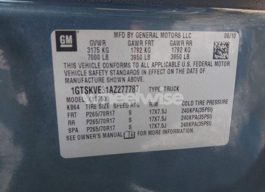 Photo 9 of 2010 Gmc Sierra 1500 SLE (VIN 1GTSKVE31AZ277787)