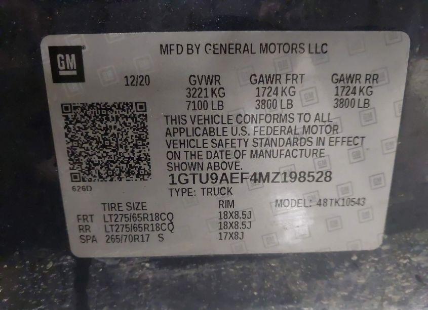 Photo 9 of 2021 Gmc Sierra 1500 4WD SHORT BOX (VIN 1GTU9AEF4MZ198528)