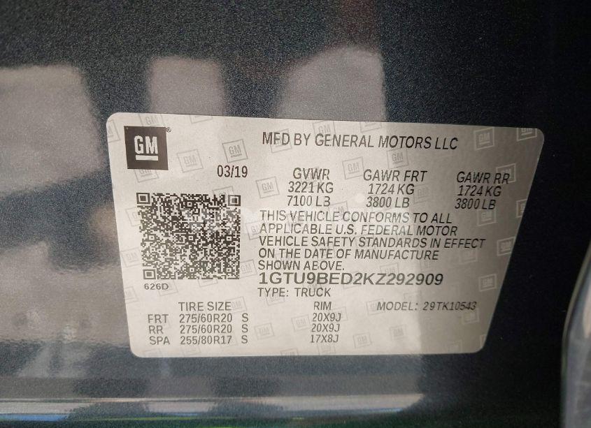 Photo 9 of 2019 Gmc Sierra 1500 SLE (VIN 1GTU9BED2KZ292909)