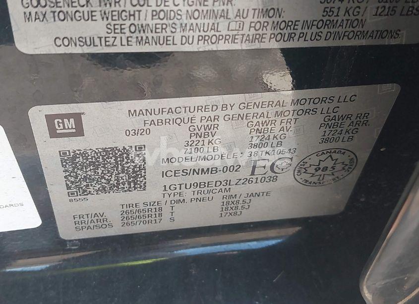 Photo 9 of 2020 Gmc Sierra 1500 4WD SHORT BOX SLE/4WD STANDARD BOX SLE (VIN 1GTU9BED3LZ261038)