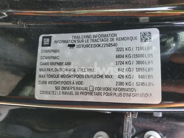Photo 4 of 2019 GMC SIERRA K1500 ELEVATION (VIN 1GTU9CED0KZ258540)