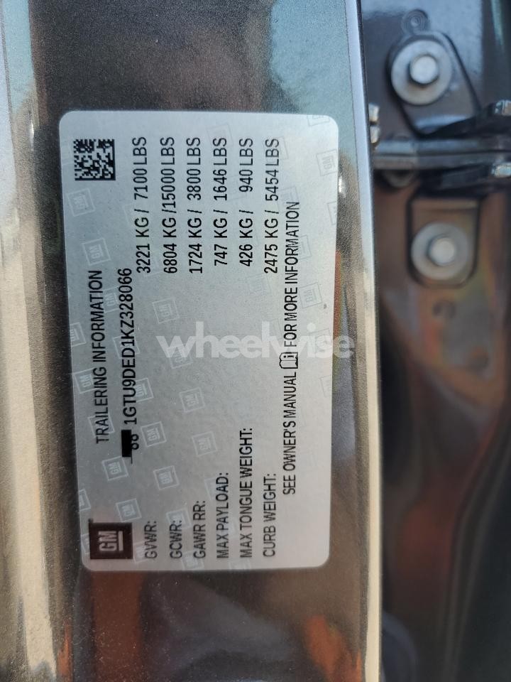 Photo 12 of 2019 GMC SIERRA K1500 SLT (VIN 1GTU9DED1KZ328066)