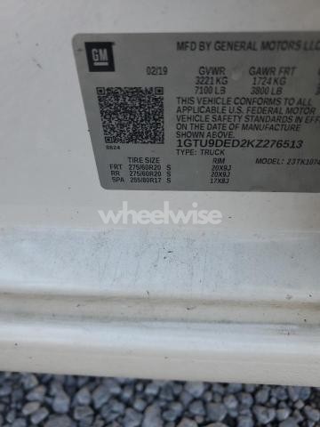 Photo 12 of 2019 GMC SIERRA K1500 SLT (VIN 1GTU9DED2KZ276513)