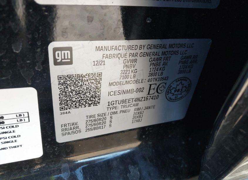 Photo 9 of 2022 Gmc Sierra 1500 LIMITED 4WD SHORT BOX AT4/4WD STANDARD BOX AT4 (VIN 1GTU9EET4NZ167410)